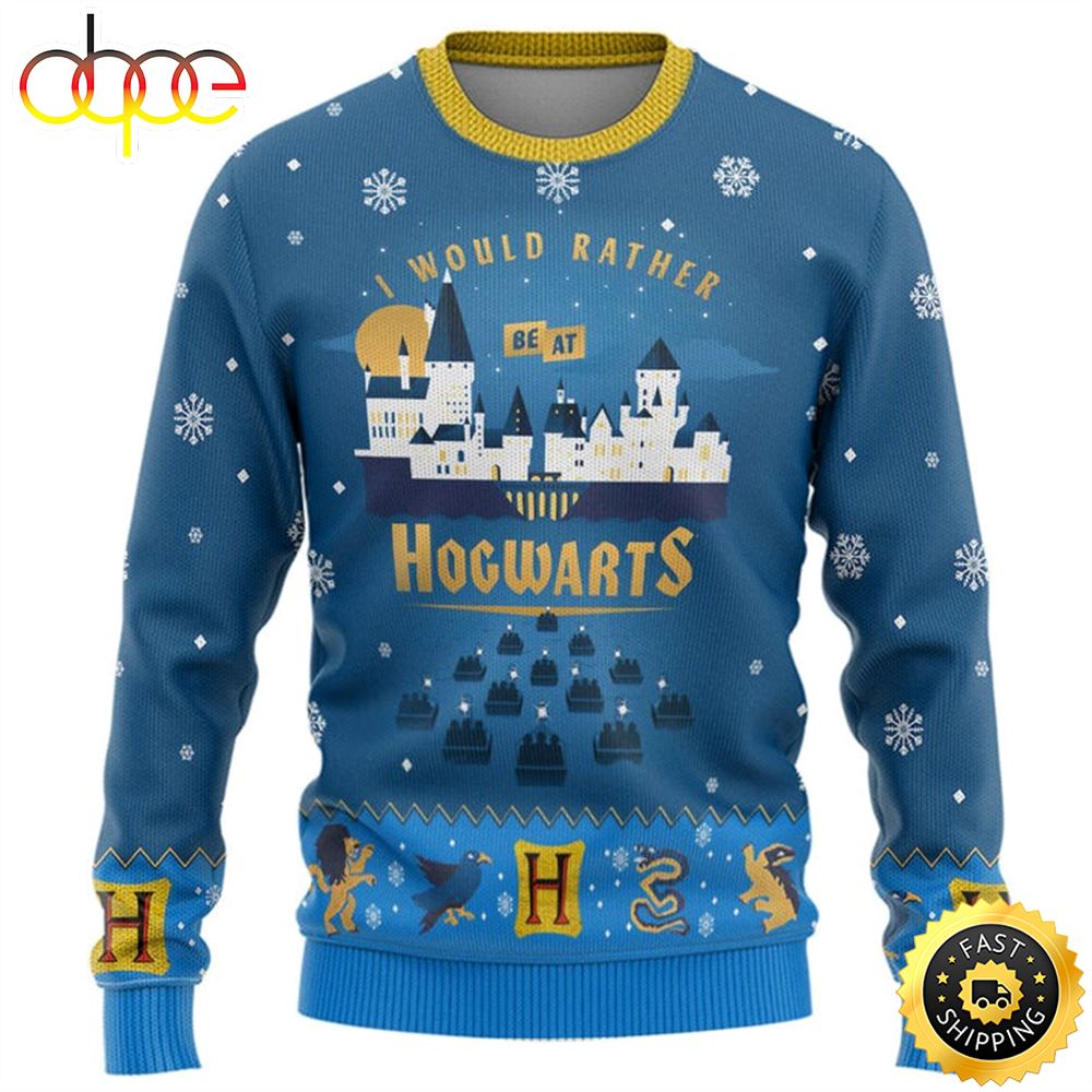 Would Rather Be At Hogwarts Harry Potter Ugly Christmas Sweater Eu34g9