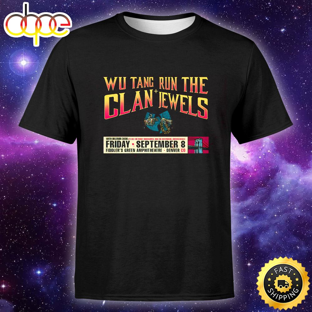 Wu Tang Clan Run The Jewels Tickets In Greenwood Village At Fiddler S Green Amphitheatre On Fri Sep 8 2023 Unisex T Shirt
