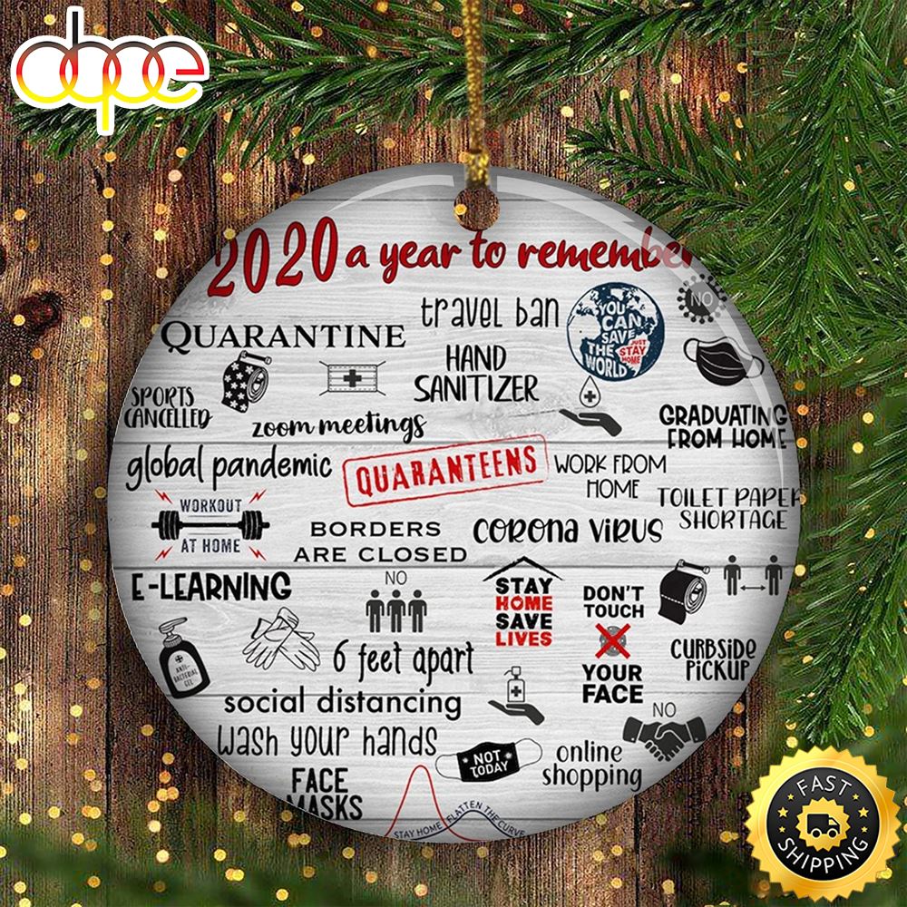 2020 A Year To Remember Ornament Funny 2020 Quarantine Thanksgiving Gifts For Nurse Door Decor Khw0dw
