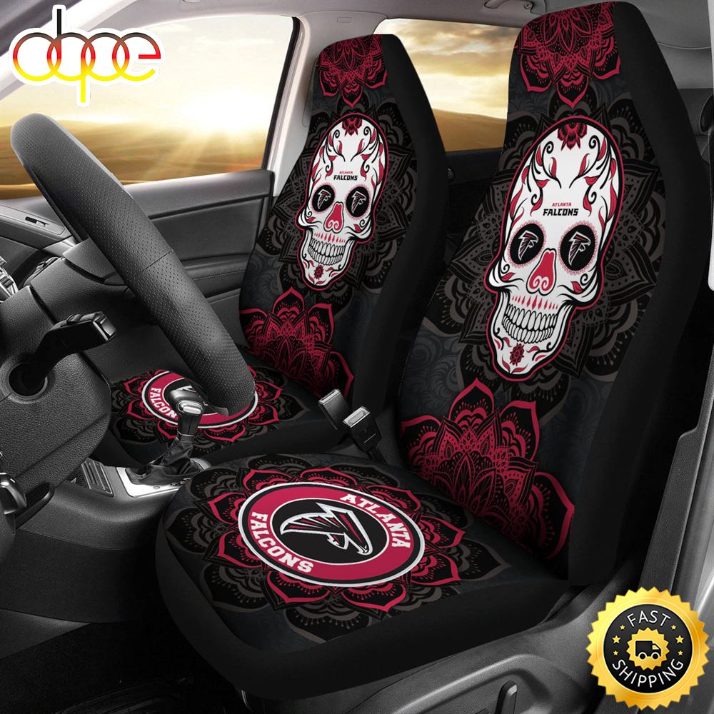 Atlanta Falcons Car Seat Covers Nfl Skull Mandala For Fan L4gnra
