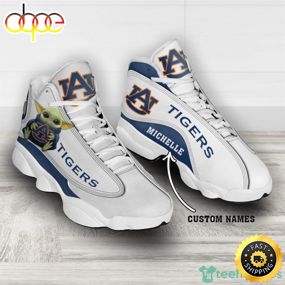 Auburn Tigers Fans Baby Yoda Custom Name Air Jordan 13 Sneaker Shoes Olj5w8