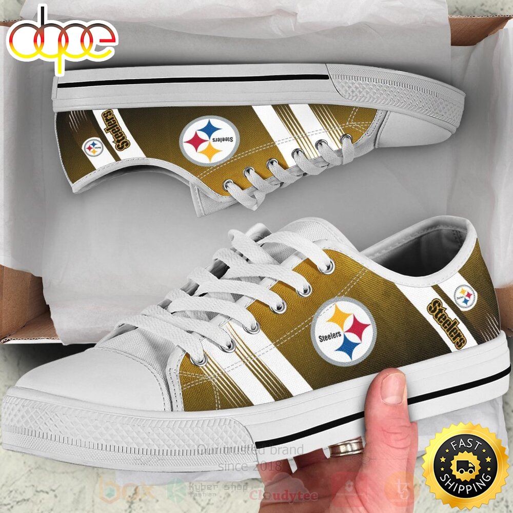 BEST NFL Pittsburgh Steelers Black Skate Sneakers Shoes Low Top H8yzzv