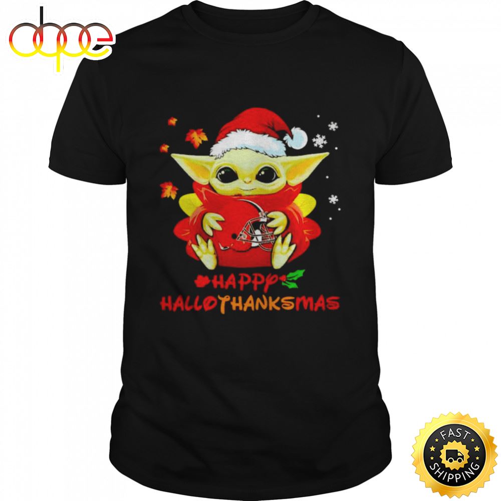 Baby Yoda Browns Happy Hallothanksmas Shirt F95i8n