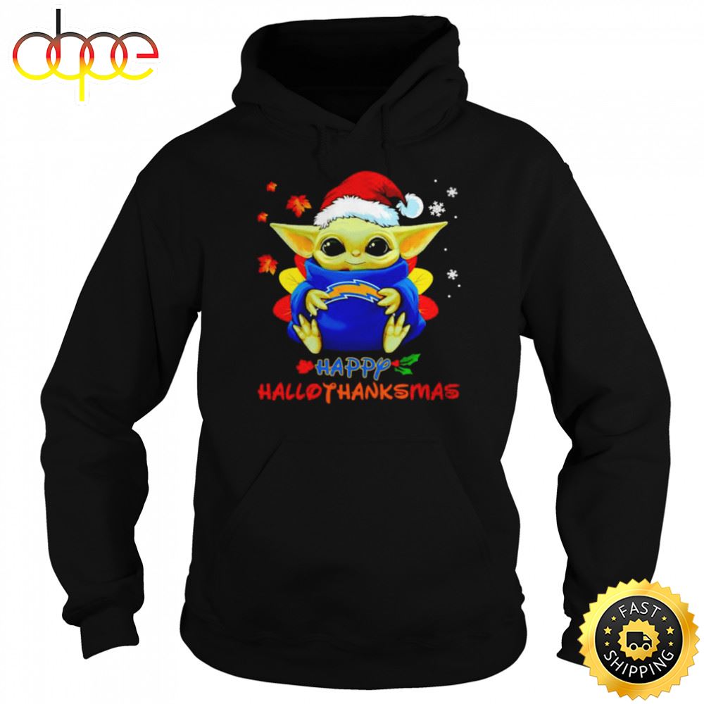 Baby Yoda Chargers Happy Hallothanksmas Shirt Rp7nym