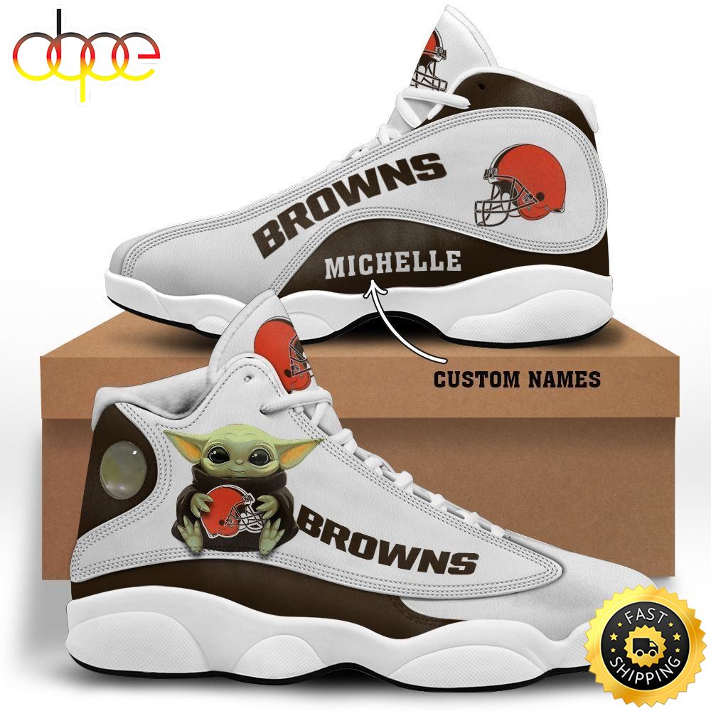 Baby Yoda Cleveland Browns Personalized Name Air Jordan 13 Shoes Yiam02