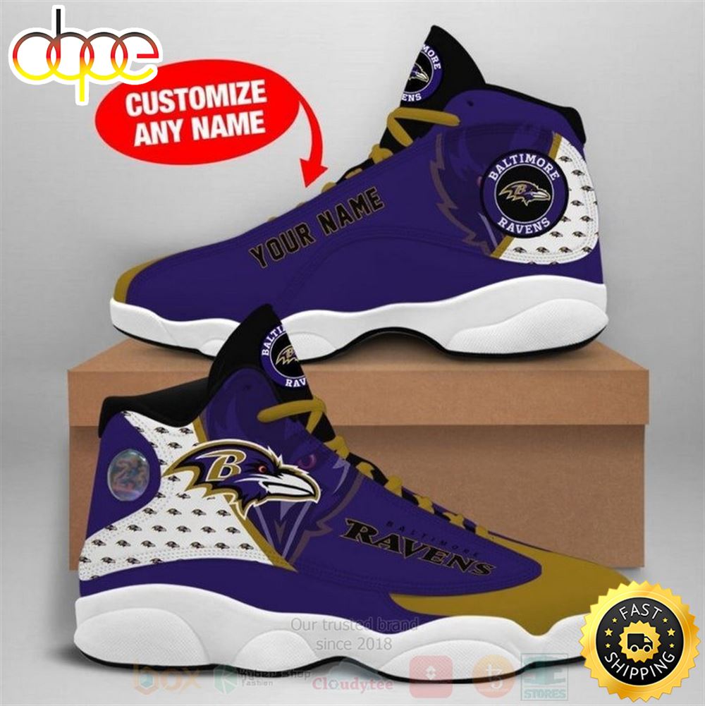 Baltimore Ravens Football Team Nfl Custom Name Air Jordan 13 Shoes Yjl4ky