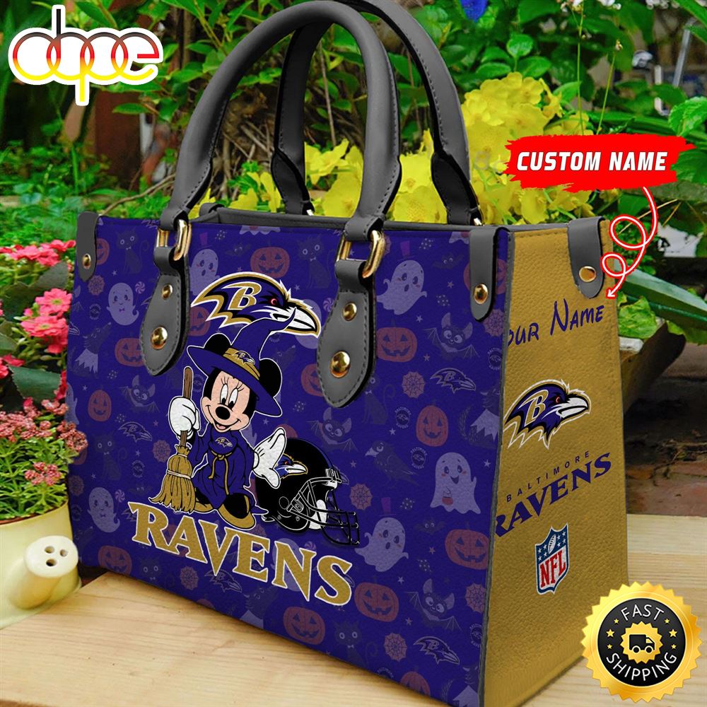 Baltimore Ravens NFL Minnie Halloween Women Leather Hand Bag Fmlrdi