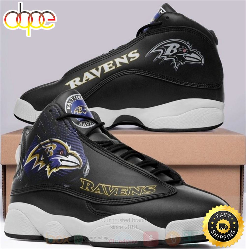 Baltimore Ravens Nfl Big Logo Football Team Air Jordan 13 Shoes Rqyhzy