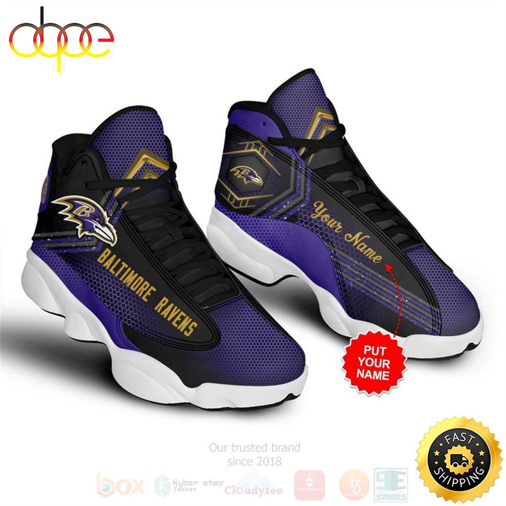 Baltimore Ravens Nfl Custom Name Air Jordan 13 Shoes Th7zyp