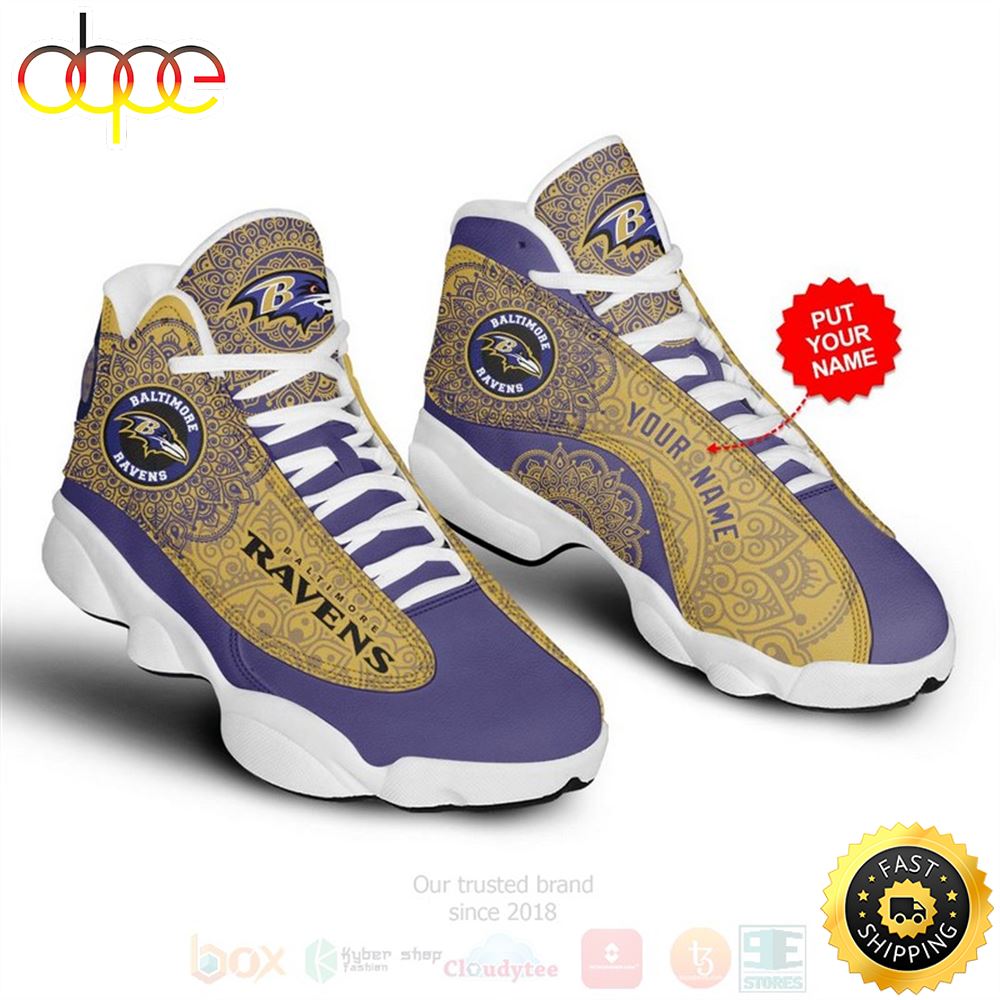 Baltimore Ravens Pattern Nfl Custom Name Air Jordan 13 Shoes J6e5gg
