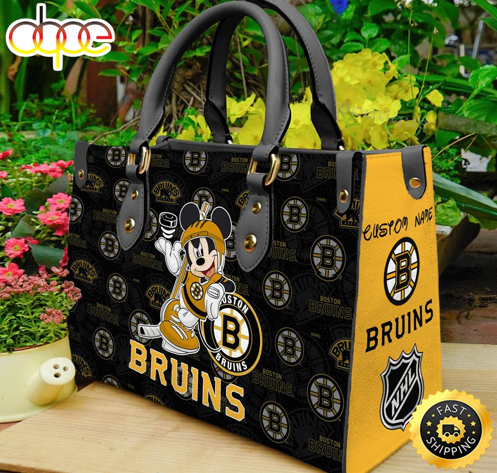Boston Bruins NHL Mickey Women Leather Hand Bag Bt2xeg