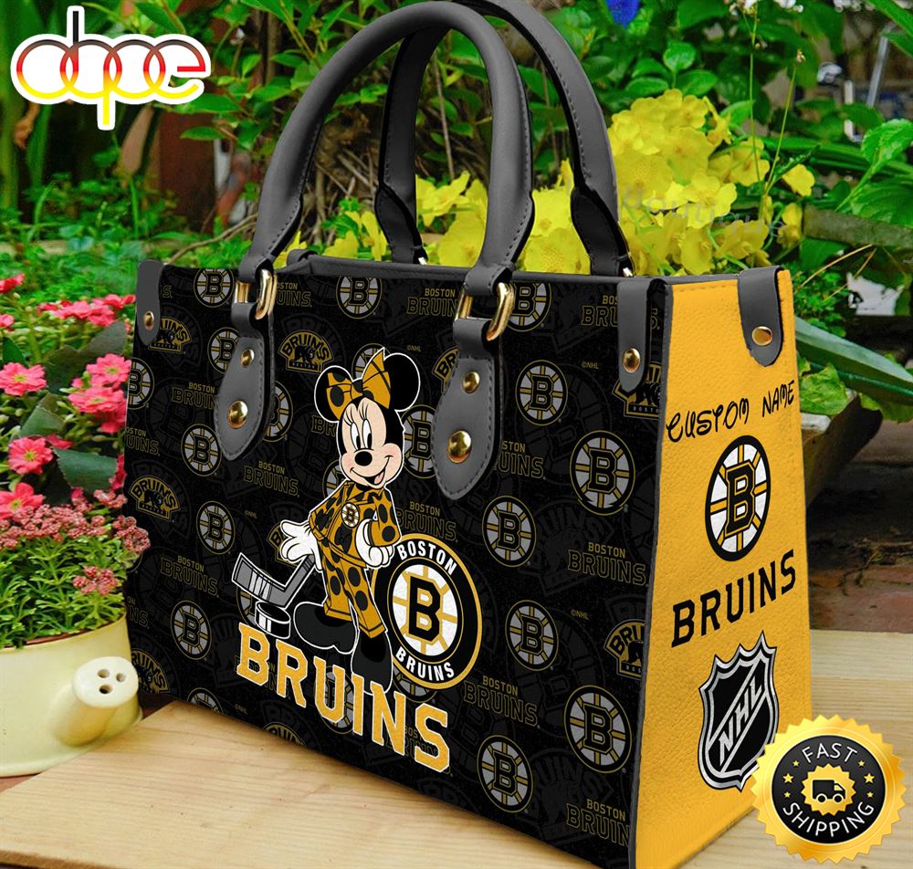 Boston Bruins NHL Minnie Women Leather Hand Bag Mrikzg