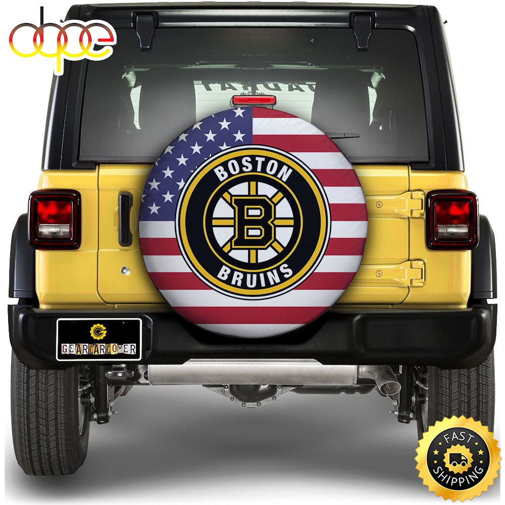 Boston Bruins Spare Tire Covers Custom US Flag Style Ekkbcy