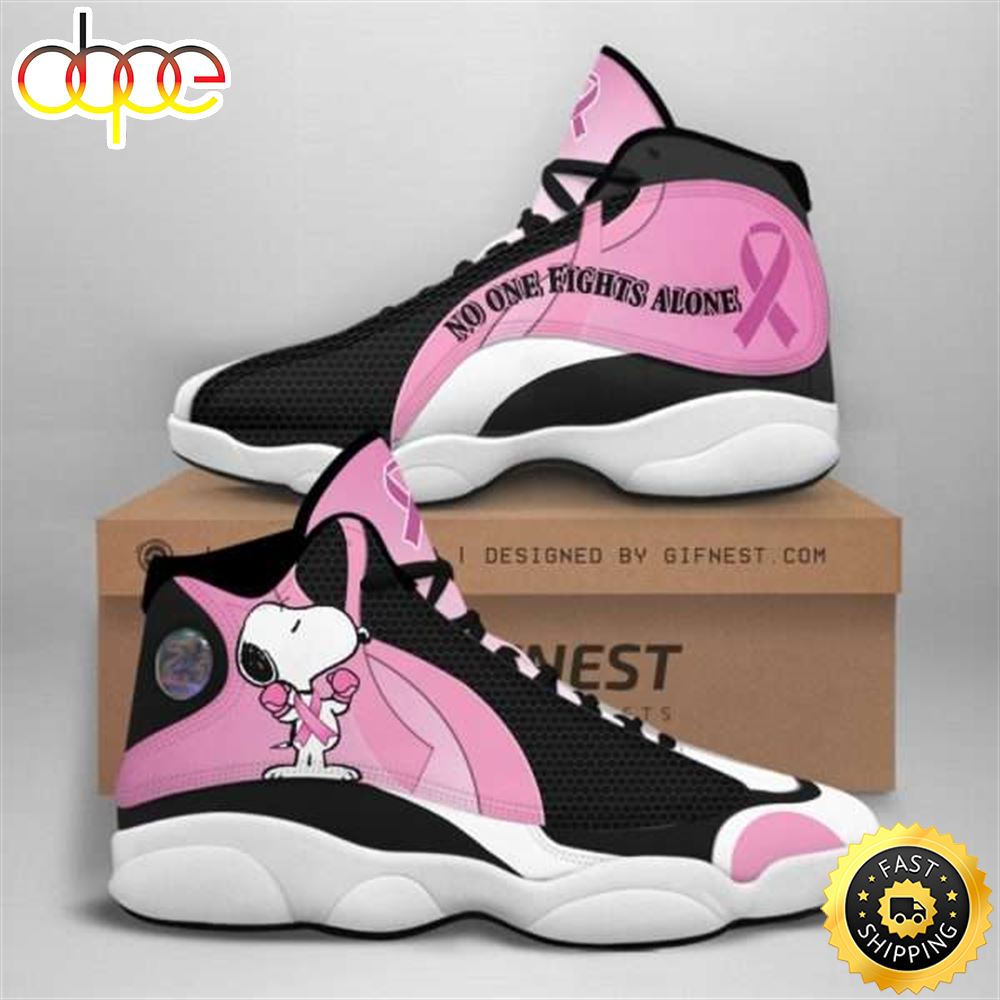 Breast Cancer Awareness Snoopy No One Fight Alone Air JD13 Shoes Sxoo9n