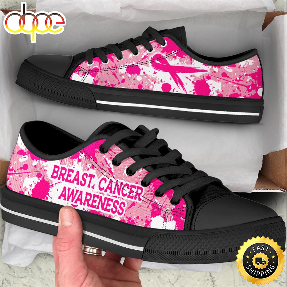 Breast Cancer Low Top Shoes A Splash Canvas Shoes Mmuhjo
