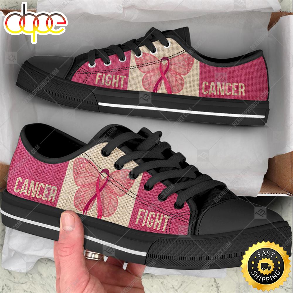 Breast Cancer Low Top Shoes Fight Texture Canvas Shoes Ybulxw