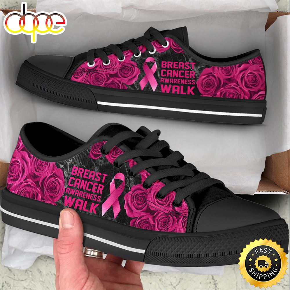 Breast Cancer Shoes Awareness Walk Low Top Shoes Canvas Shoes Khl4px