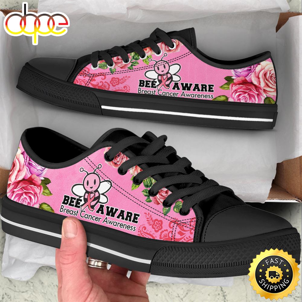 Breast Cancer Shoes Bee Aware Low Top Shoes Canvas Shoes Fyp03c