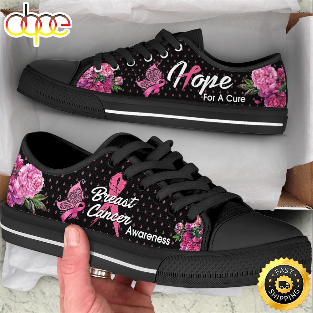 Breast Cancer Shoes Flower Low Top Shoes Canvas Shoes Lbudzj