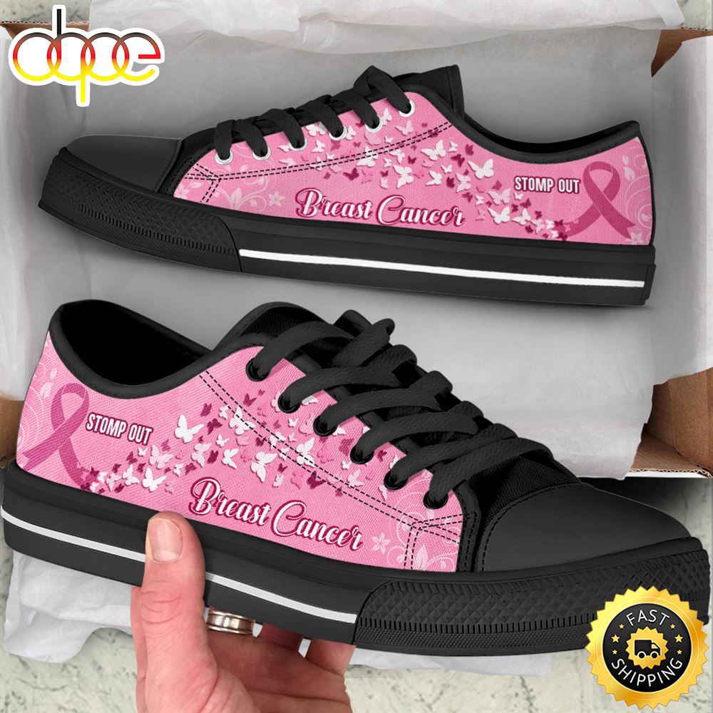 Breast Cancer Shoes Stomp Out Low Top Shoes Canvas Shoes Vyfbyy