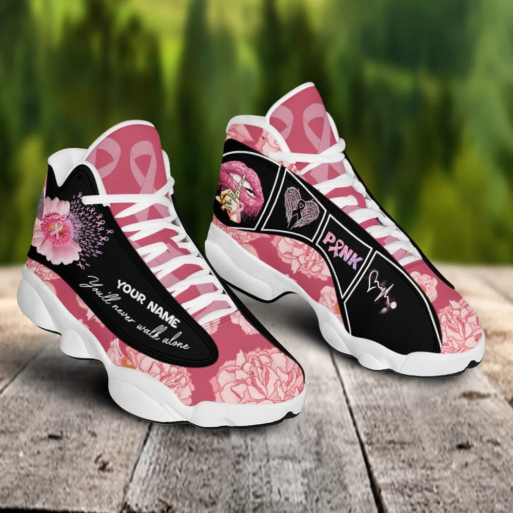 Breast Cancer You Ll Never Walk Alone Flower Custom Name JD13 Shoes Smzgfo