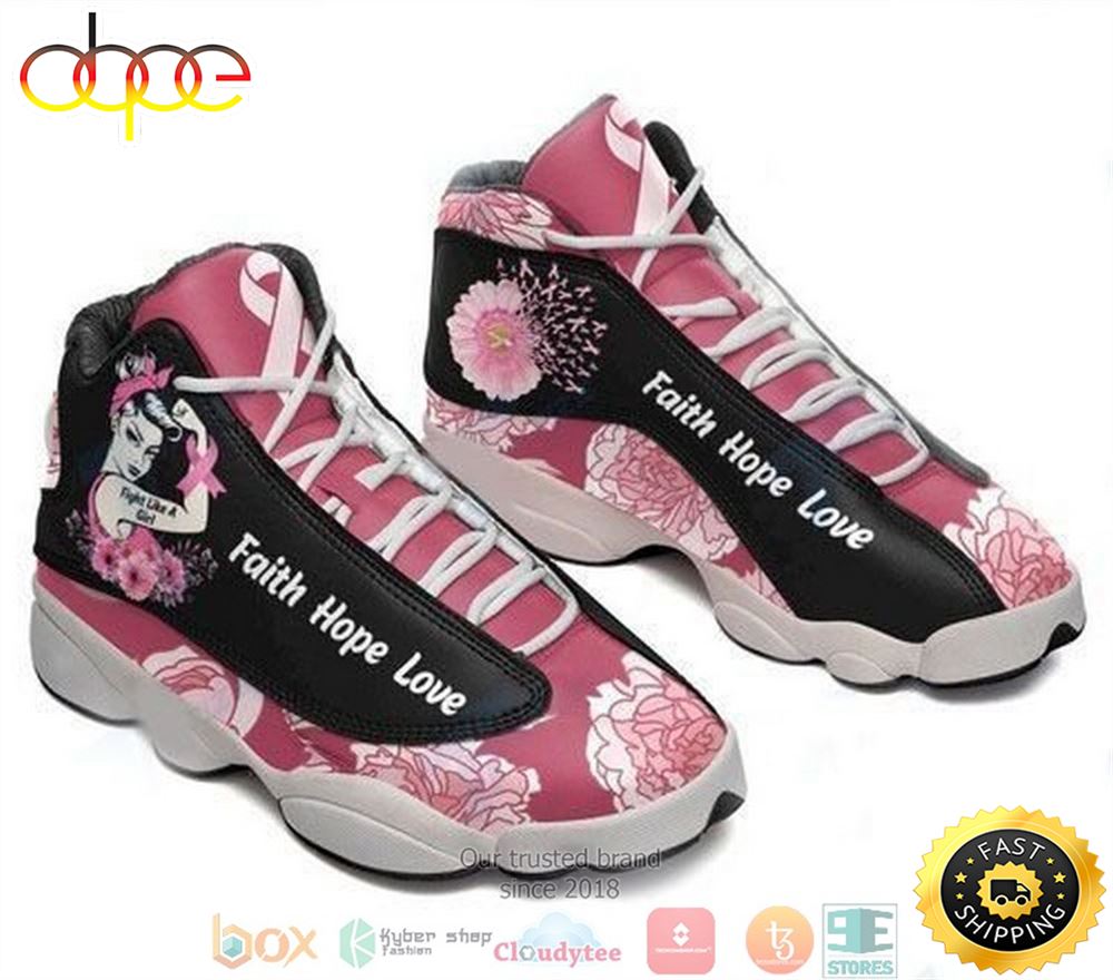 Breast Cancer Fight Like A Girl XIII Air Jordan 13 Sneaker Shoes Qoongz