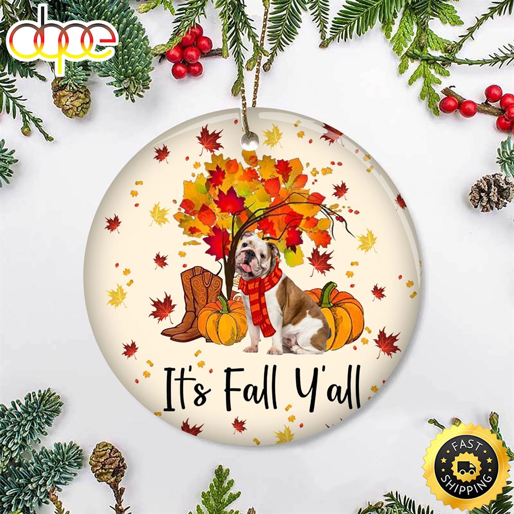 Bulldog It S Fall Y All Thanksgiving Ornament For Dinner Party Decor Gift Ideas For Family Xmytud