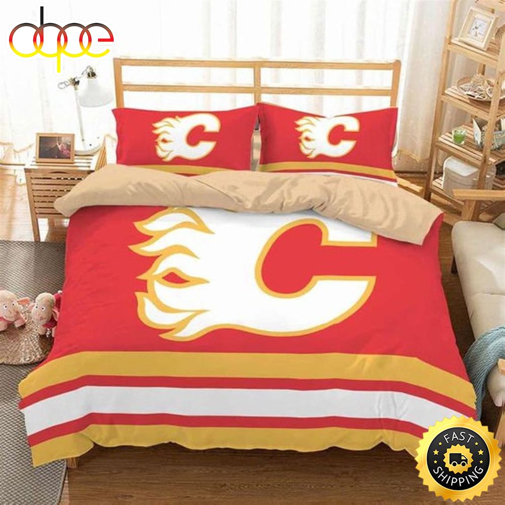 Calgary Flames Nfl Custom Bedding Sets Hockey Team Cover Set Vdanha