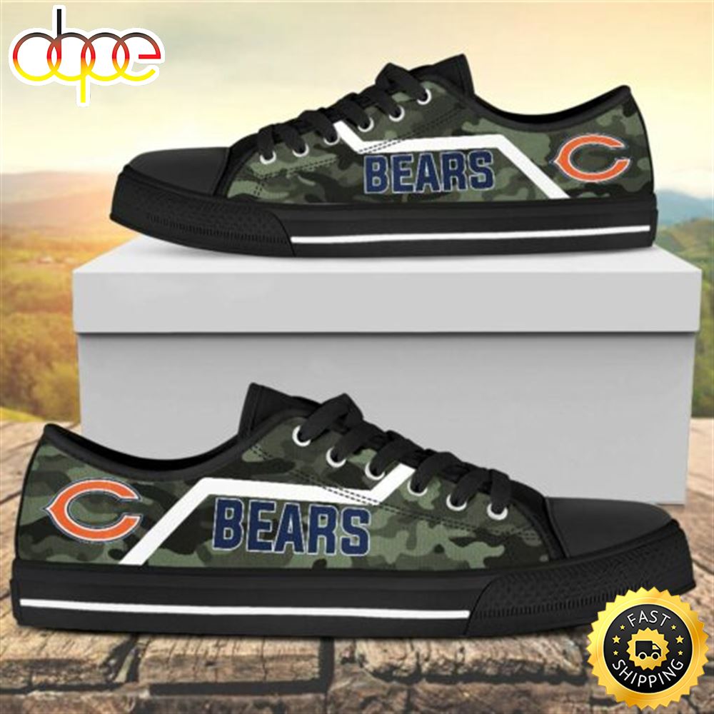Camouflage Chicago Bears Canvas Low Top Shoes Black Wymdw7