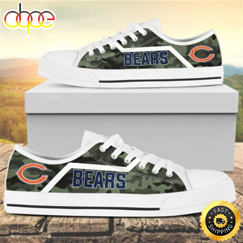 Camouflage Chicago Bears Canvas Low Top Shoes Jimzpk