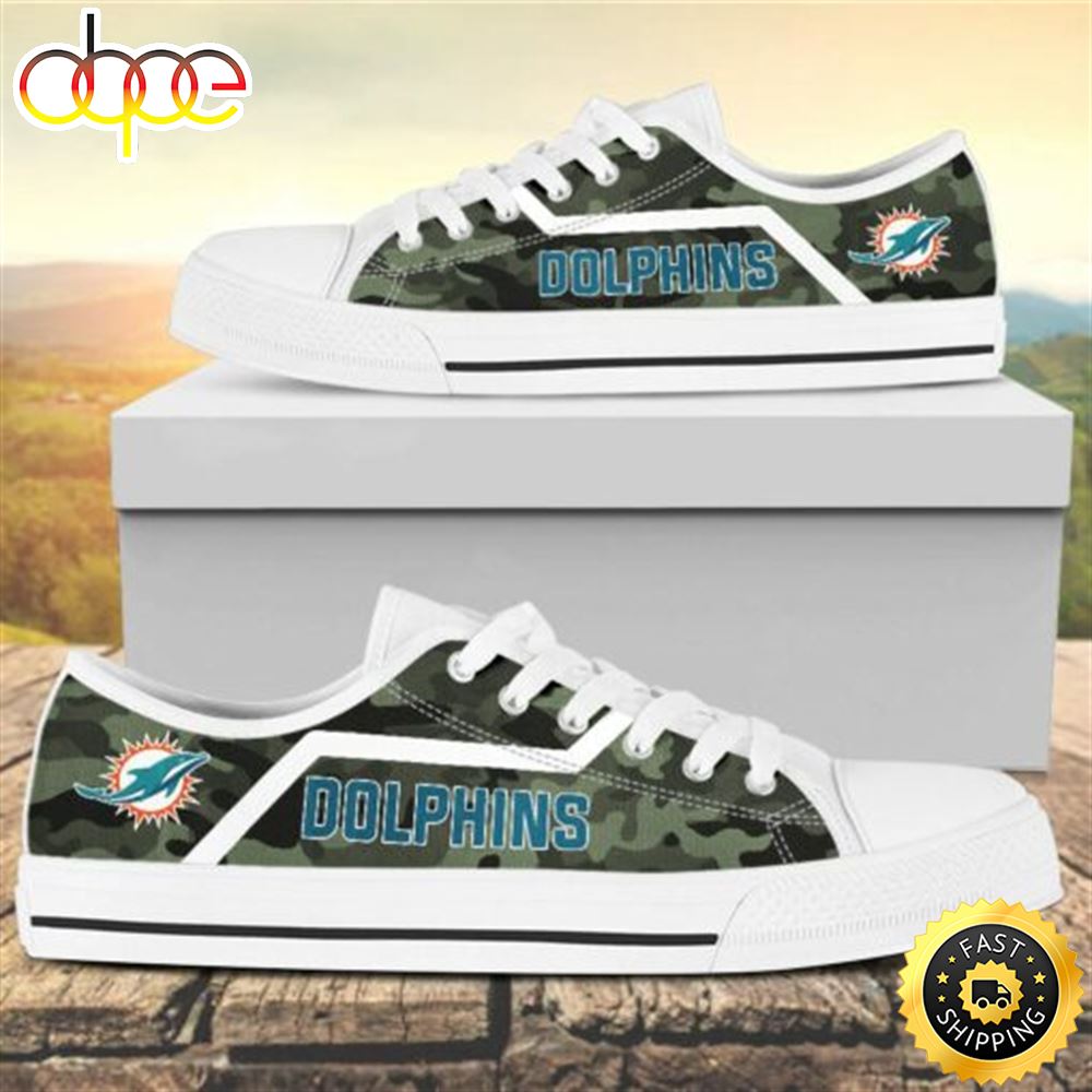 Camouflage Miami Dolphins Canvas Low Top Shoes Tc69nu