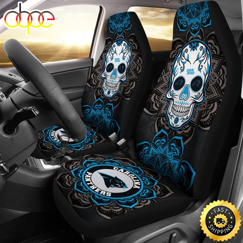 Carolina Panthers Car Seat Covers Nfl Skull Mandala Iycuwb