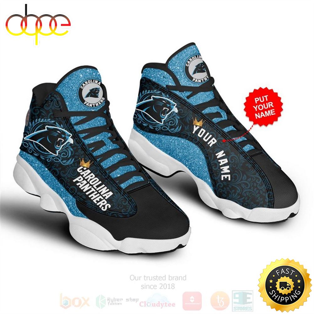 Carolina Panthers Nfl Custom Name Air Jordan 13 Shoes Usbqaj