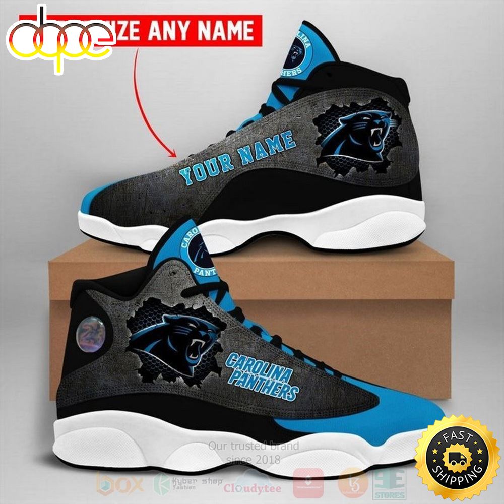 Carolina Panthers Nfl Football Team Custom Name Air Jordan 13 Shoes Sw9mfl