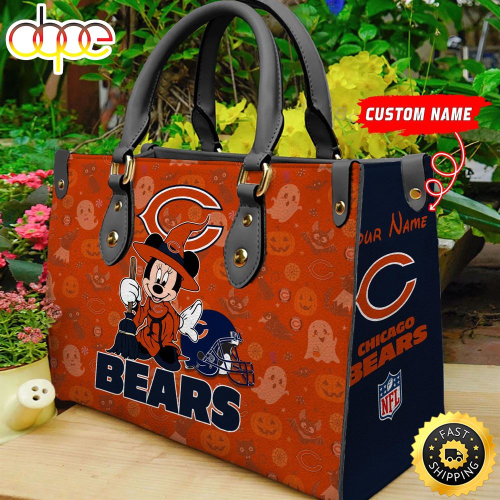 Chicago Bears NFL Minnie Halloween Women Leather Hand Bag Glcbuw