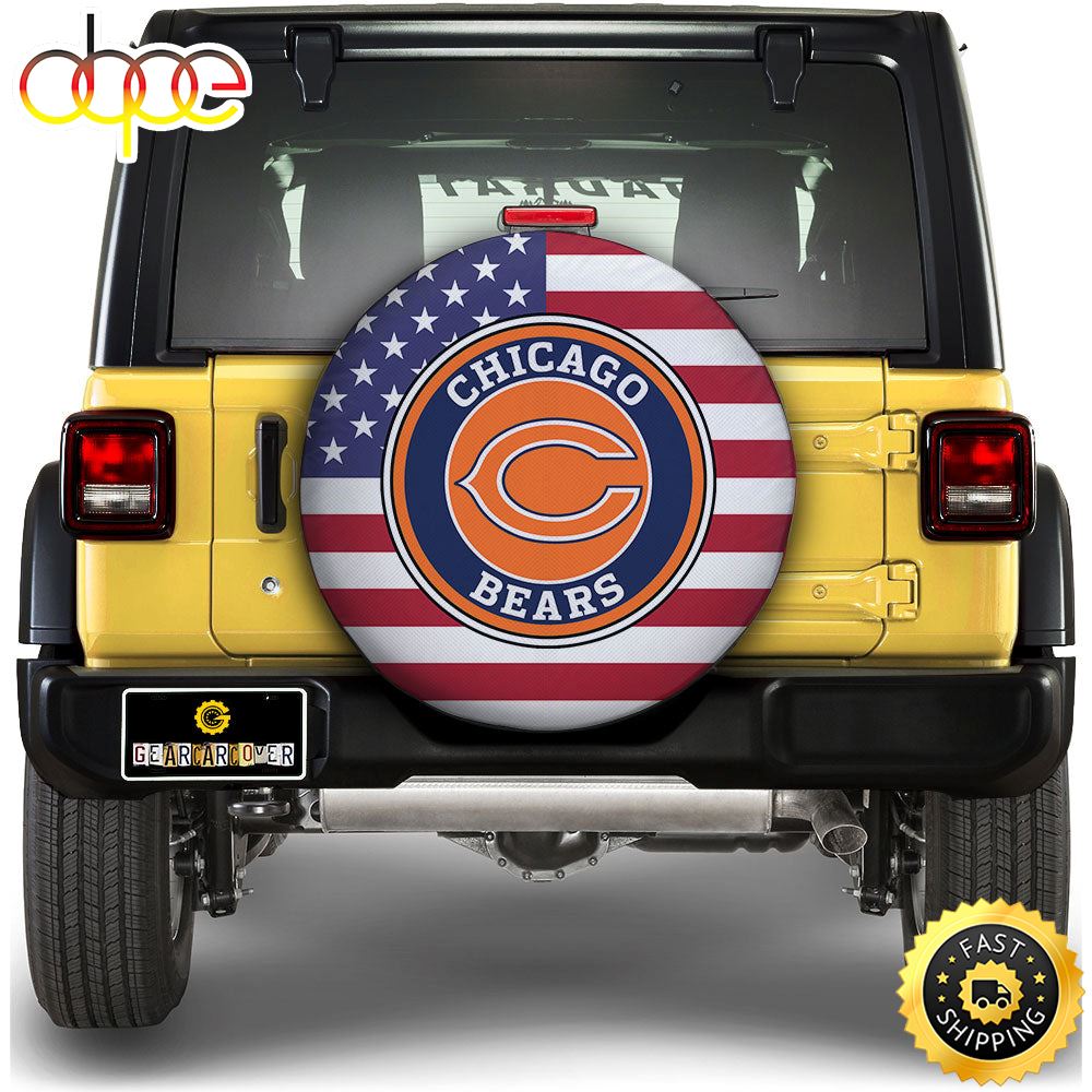 Chicago Bears Spare Tire Covers Custom US Flag Style Ztibrt