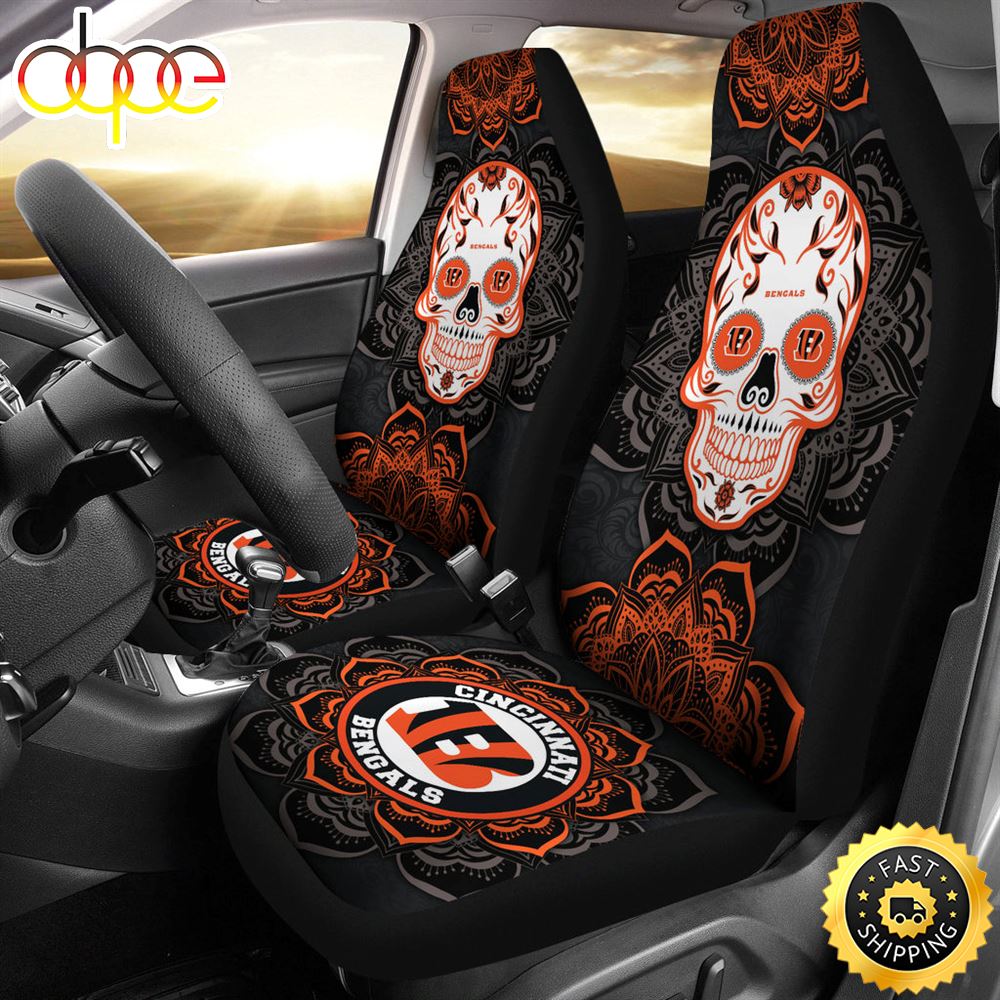 Cincinnati Bengals Car Seat Covers Nfl Skull Mandala Sixqb5