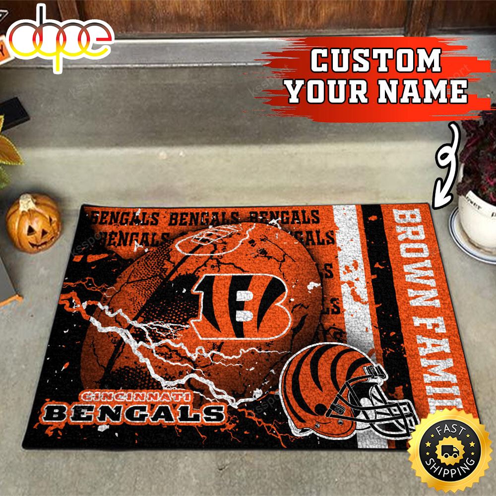 Cincinnati Bengals NFL Custom Your Name Doormat Xynh5p