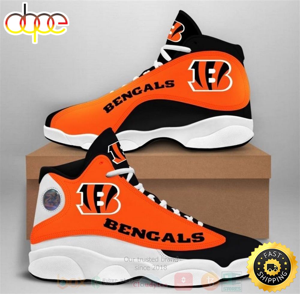 Cincinnati Bengals Nfl Big Logo Football Team Air Jordan 13 Shoes Bqooup