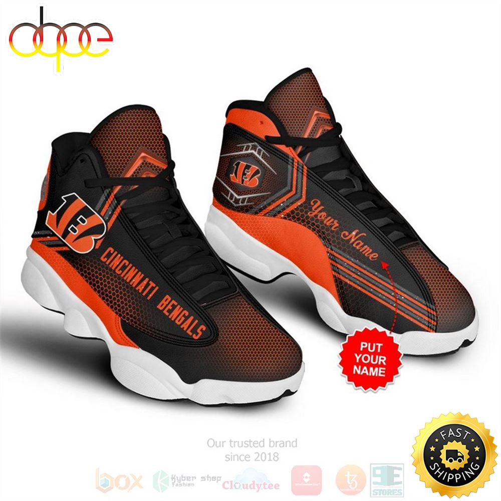 Cincinnati Bengals Nfl Custom Name Air Jordan 13 Shoes 3 Qifrha