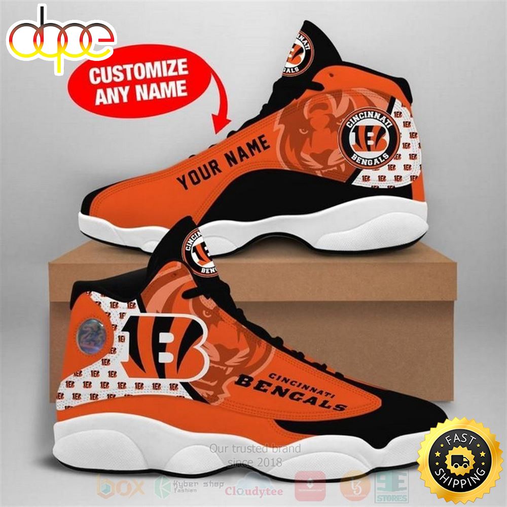 Cincinnati Bengals Nfl Football Team Custom Name Air Jordan 13 Shoes Kziopg