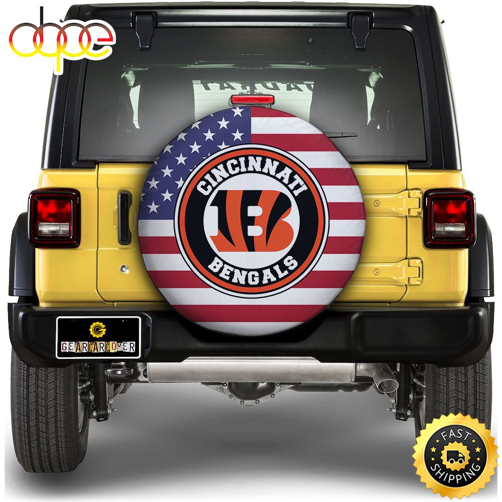 Cincinnati Bengals Spare Tire Covers Custom US Flag Style Zouzwa
