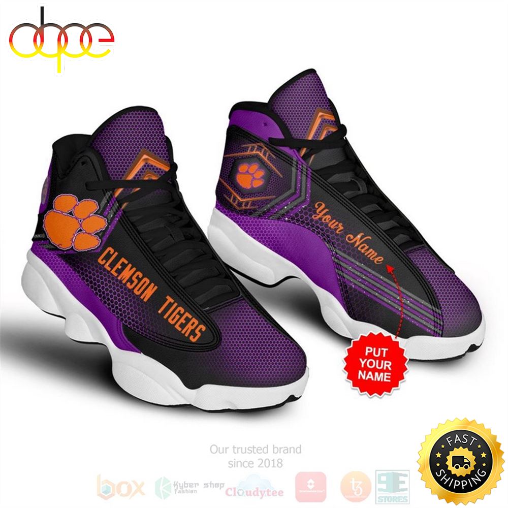 Clemson Tigers Nfl Football Custom Name Air Jordan 13 Shoes Bqgrte