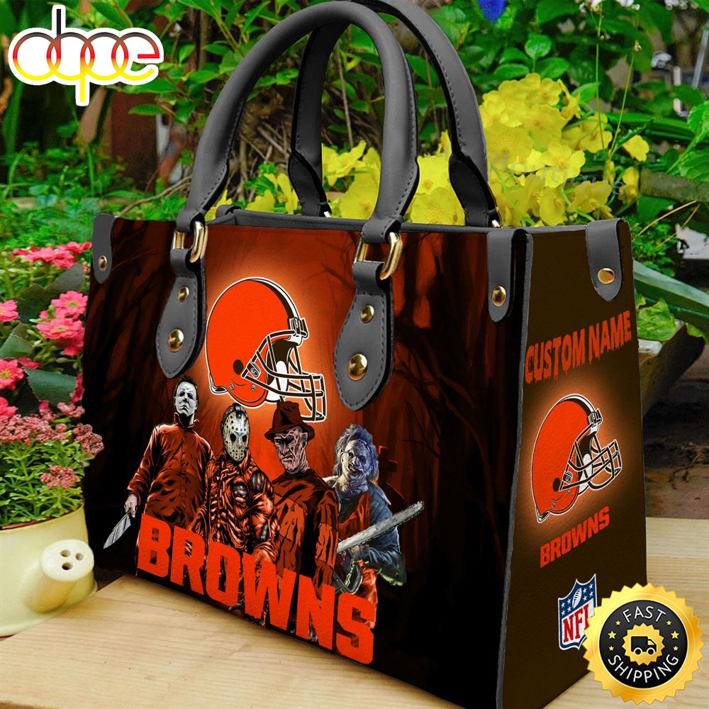 Cleveland Browns NFL Halloween Women Leather Hand Bag Kix6nx