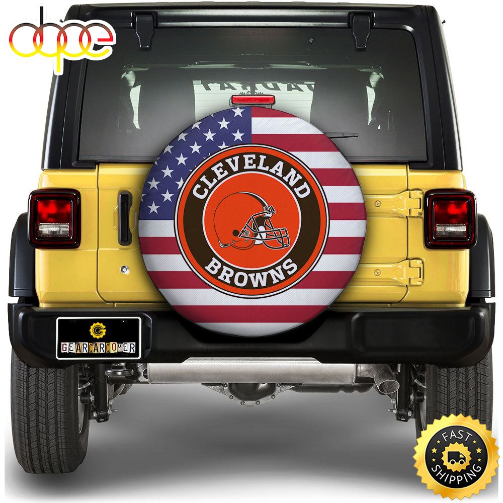 Cleveland Browns Spare Tire Covers Custom US Flag Style Ietyce