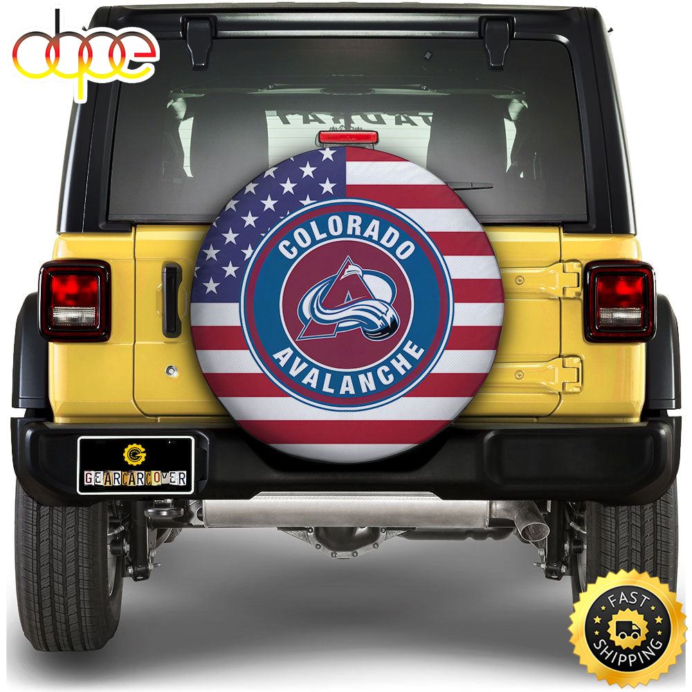 Colorado Avalanche Spare Tire Covers Custom US Flag Style Uoa7kx