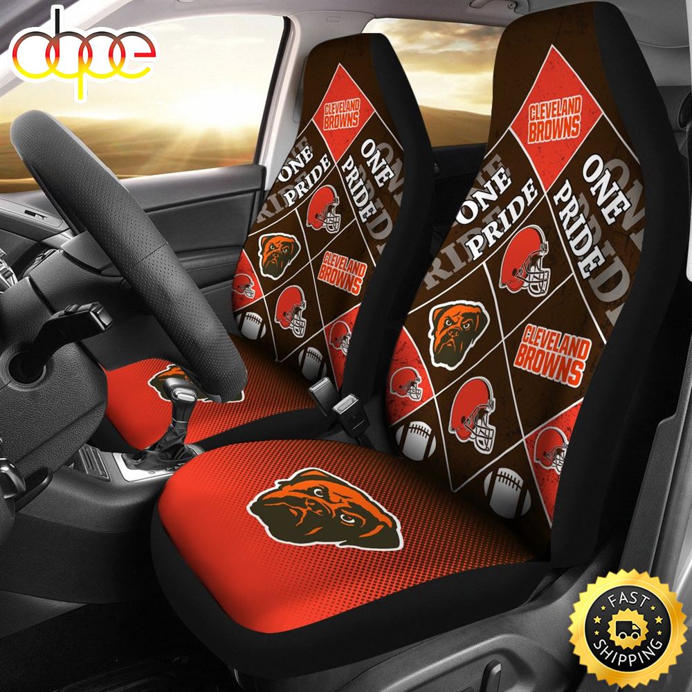 Colorful Pride Flag Cleveland Browns Car Seat Covers Qeloar