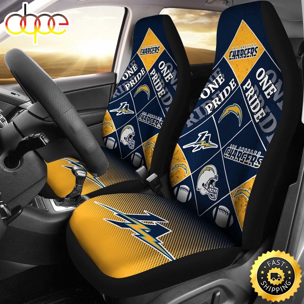 Colorful Pride Flag Los Angeles Chargers Car Seat Covers Pzlpxl
