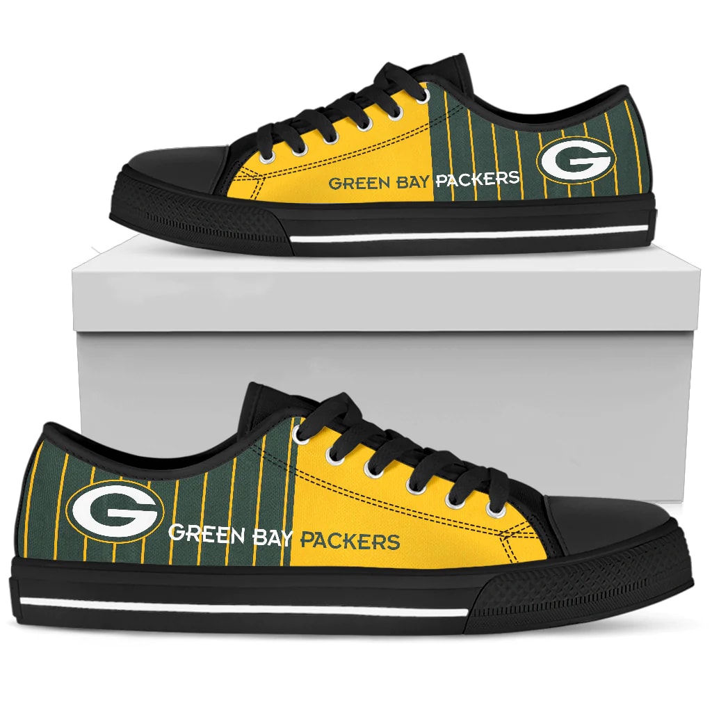 Cool Simple Design Vertical Stripes Green Bay Packers Low Top Shoes F9gcls
