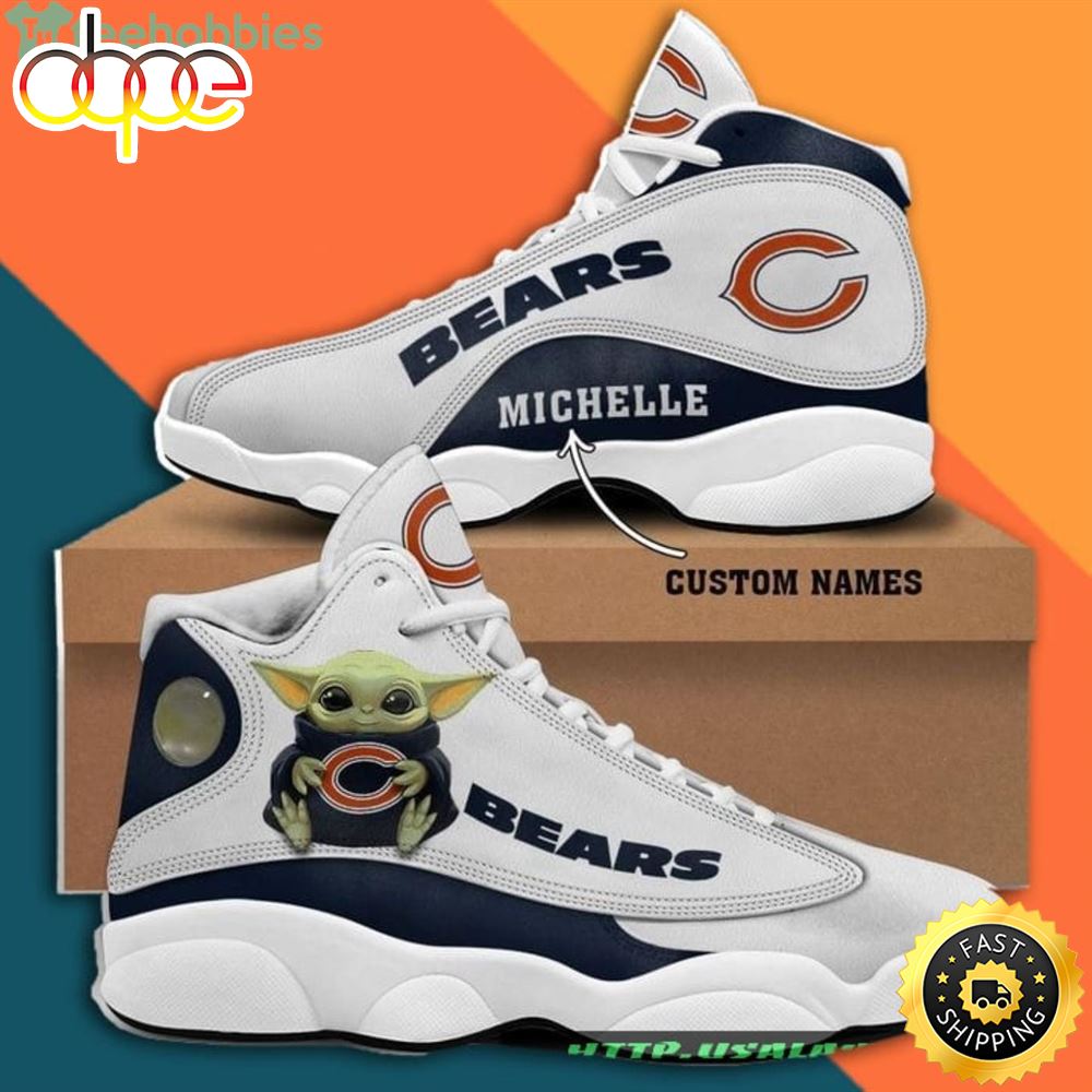Custom Name Chicago Bears Baby Yoda Air Jordan 13 Sneaker Shoes Ldcaqt